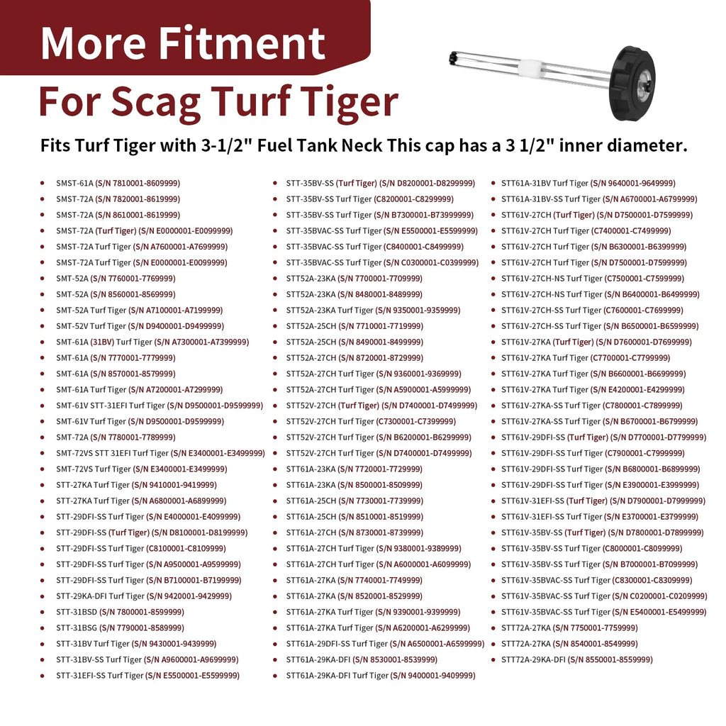 3.5 Inch Fuel Tank Cap with Gauge for Scag Turf Tiger (–) 482497 483788