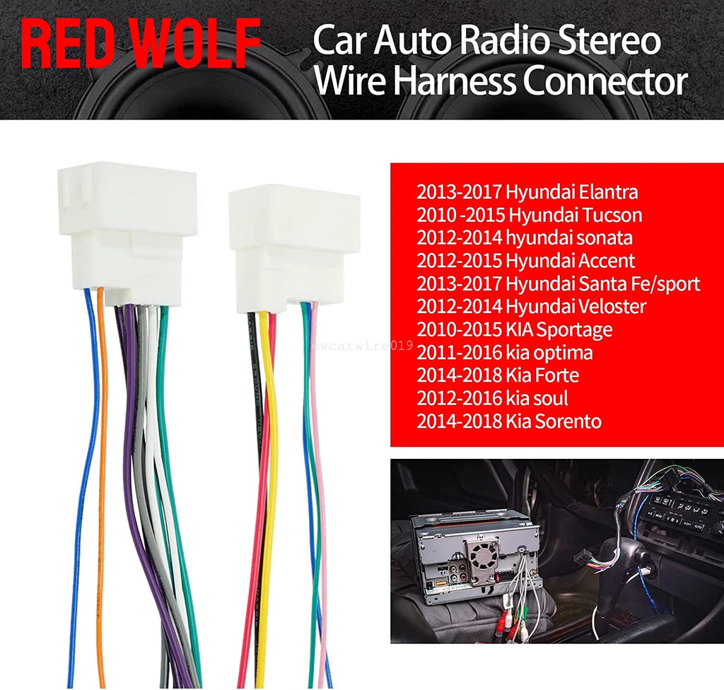 Radio Replace Wire Harness & Antenna Adapter for Hyundai Elantra Santa Fe (2013–2017)