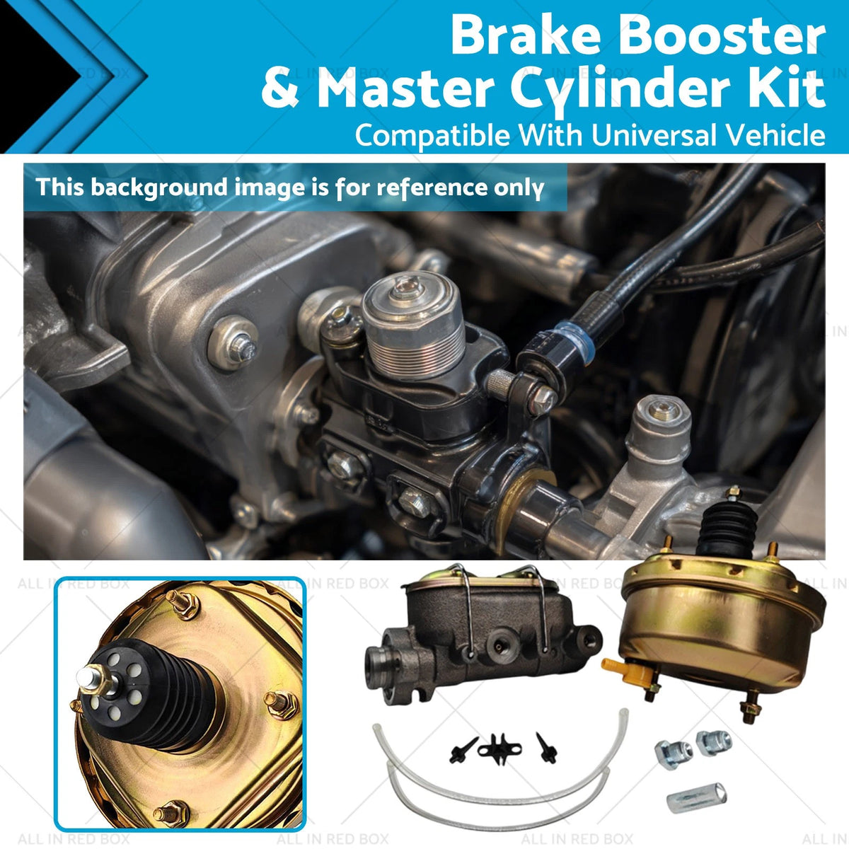 7" Brake Booster & 1-1/8" Bore Master Cylinder Kit for Universal Car (Universal)