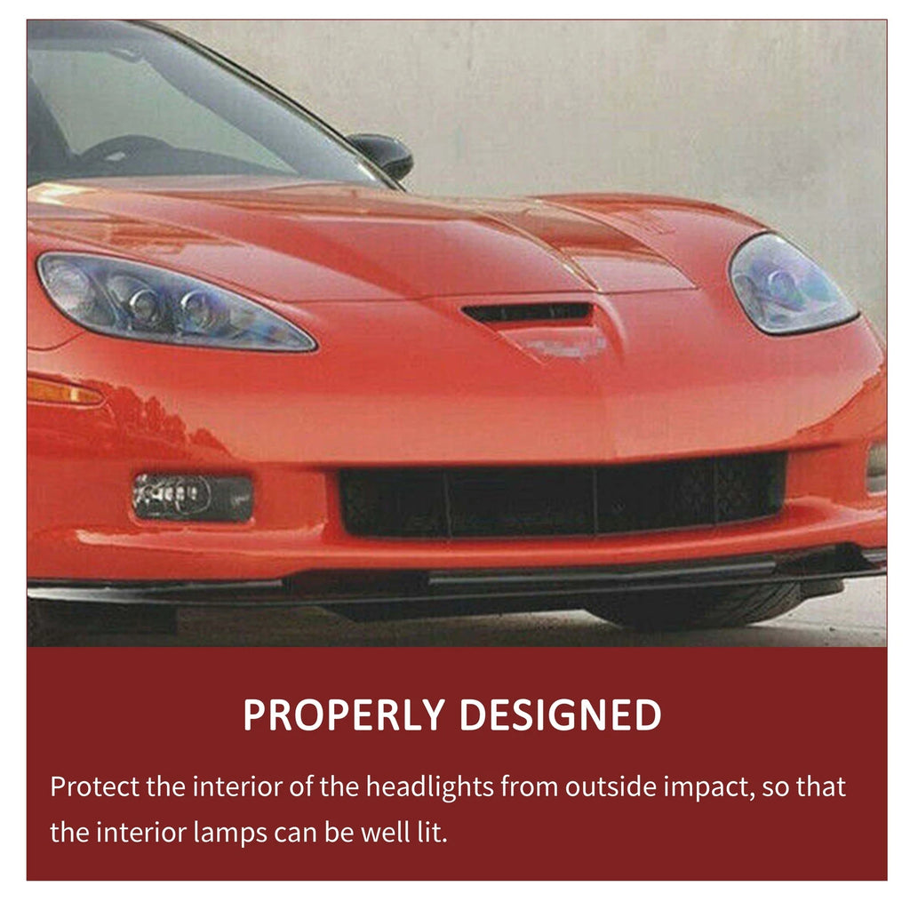 Replacement Headlight Lens for Chevy C6 Corvette (2005–2013) with Black Trim