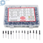 Set of 500 Black Rivets for Automotive Applications (Various Sizes)