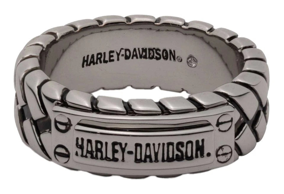 Brass H-D Wordmark Braided Ring for Harley-Davidson (Men's, Antique Silver)