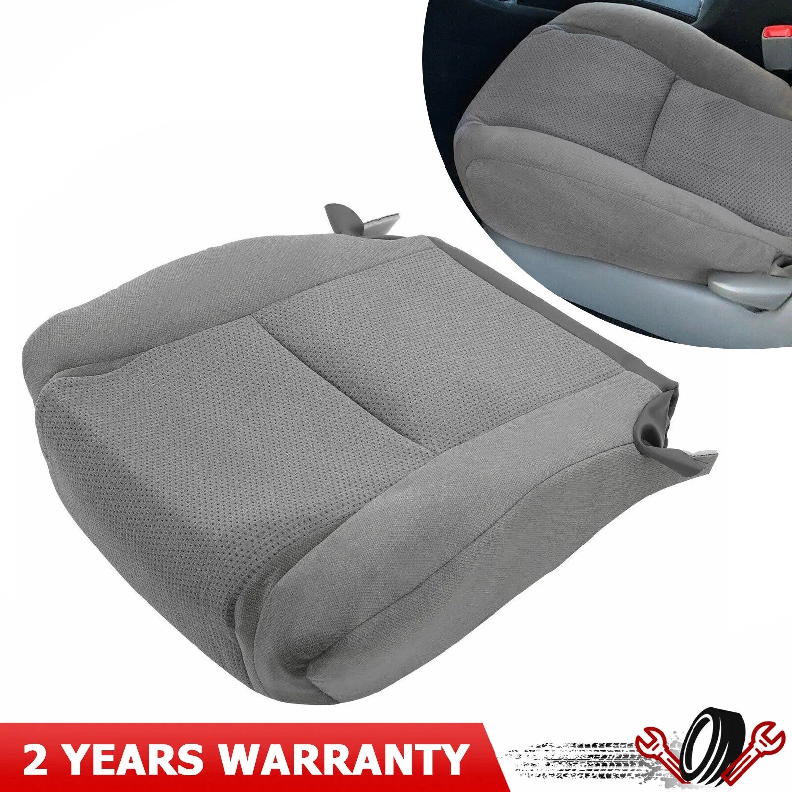 Front Bottom Driver Seat Cover for Toyota Tacoma (2005–2015) Gray Cloth