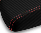 Console Lid Armrest Cover for Hyundai Genesis (2009–2014) Carbon Fiber Red Stitch