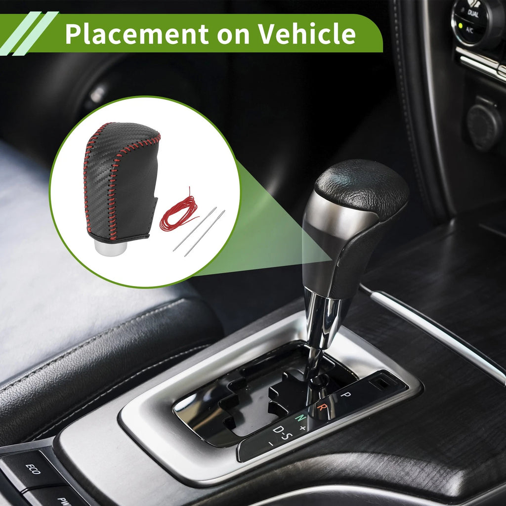 1 Pc Gear Shift Knob Cover for Mazda 3 (2014–2018) Black Carbon Fiber Red