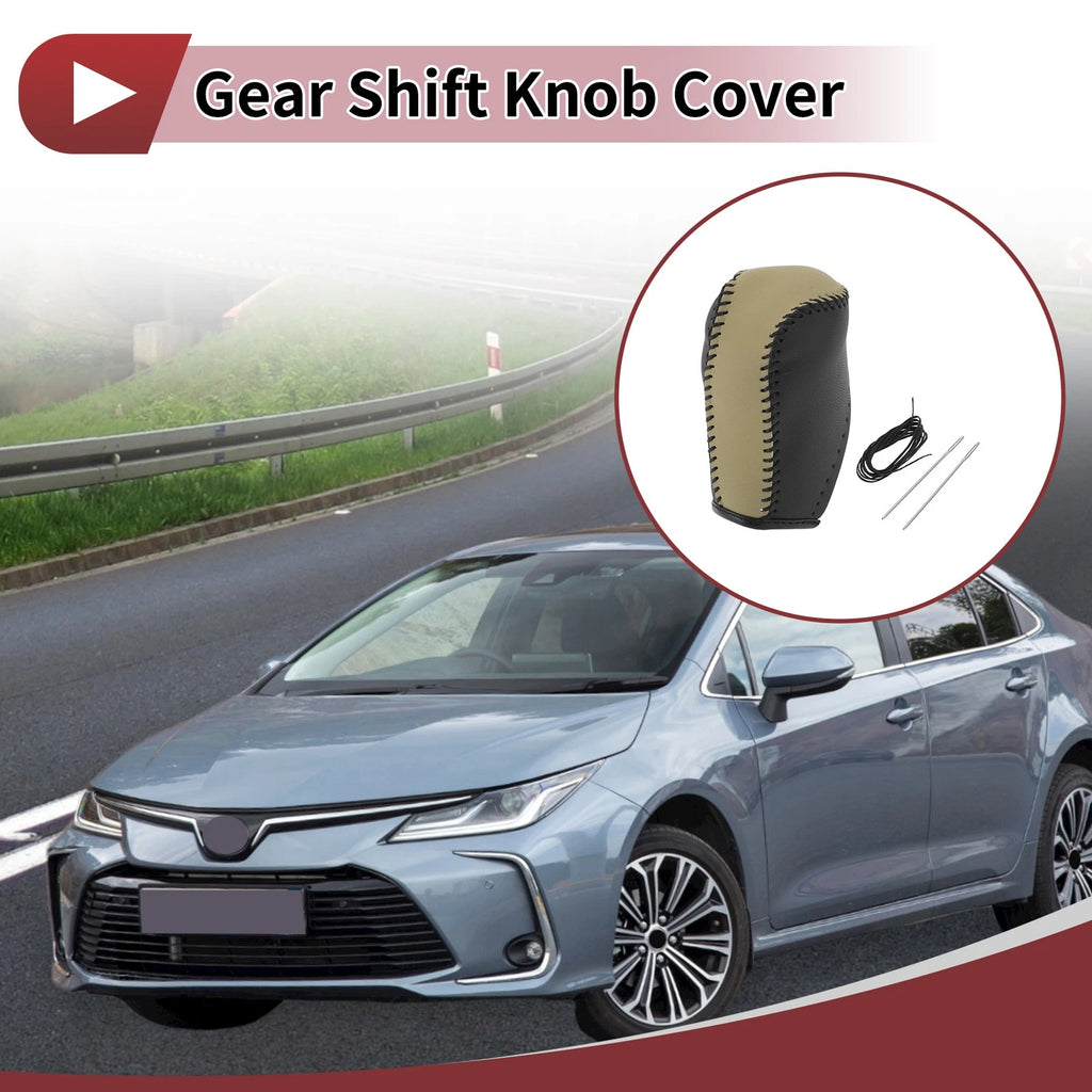 1Pc Gear Shift Knob Cover for Toyota Corolla (2014–2018) Beige Faux Leather