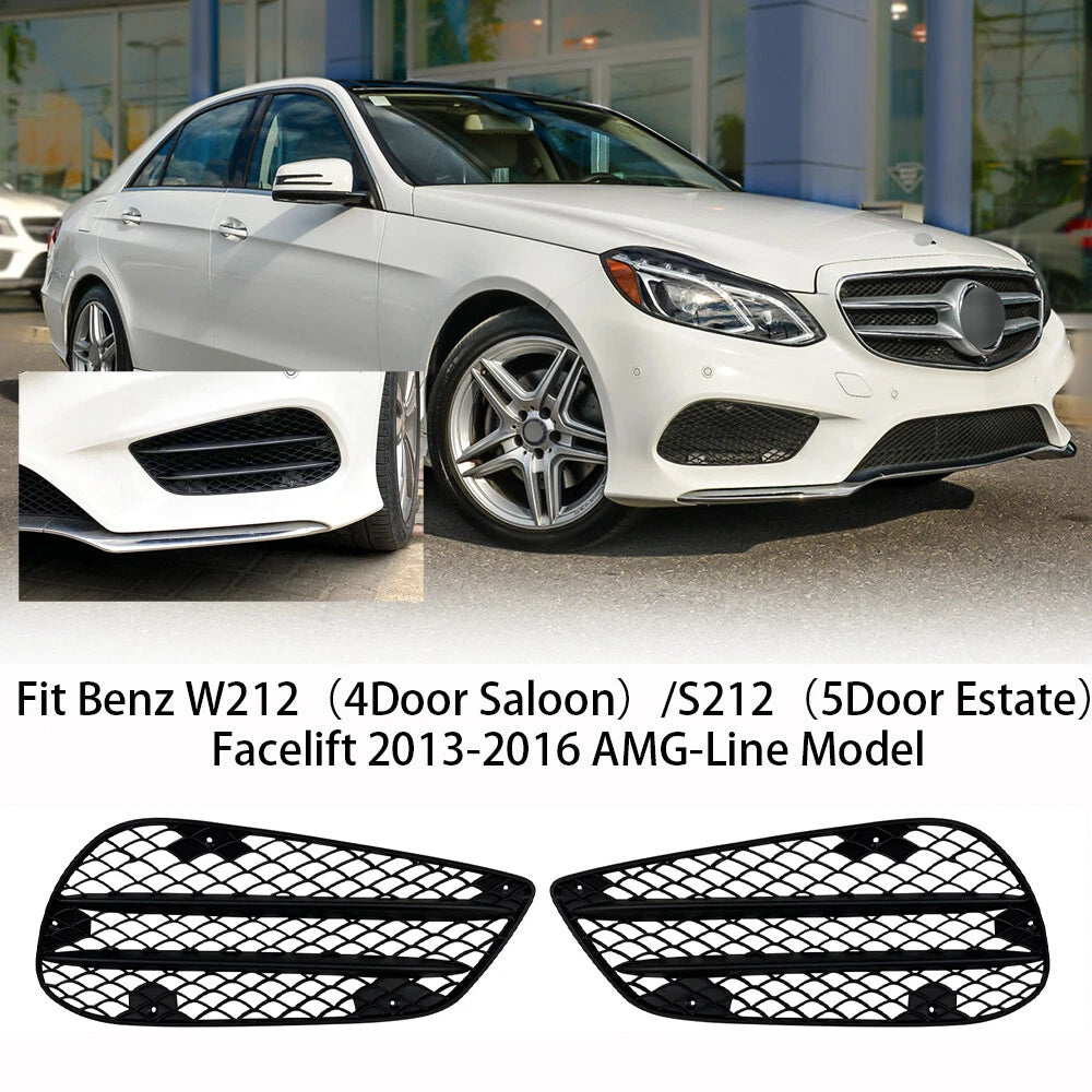 Pair Front Bumper Fog Lamp Grille for Mercedes-Benz E-Class W212 (2013–2015)
