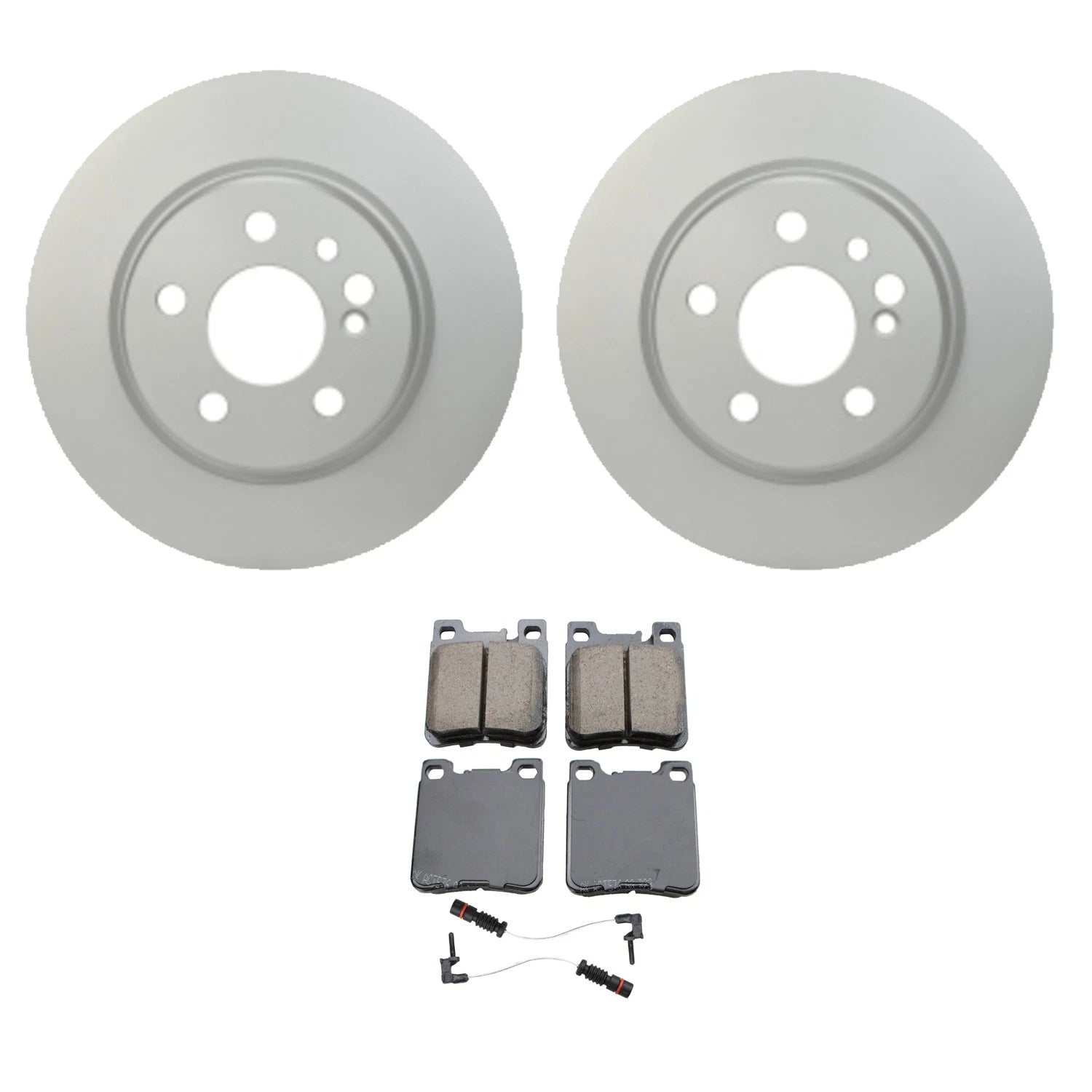 Set of 2 Hella Rear Rotors & Akebono EURO Ceramic Pads for W140 S500 S600