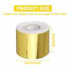 2" Gold Intake Heat Reflective Tape Wrap for Automotive Use (33FT)