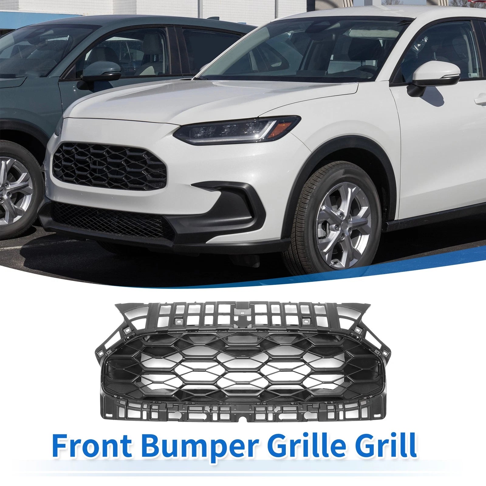 Front Upper Hood Bumper Grille for Honda HR-V (2023–2024) ABS Black