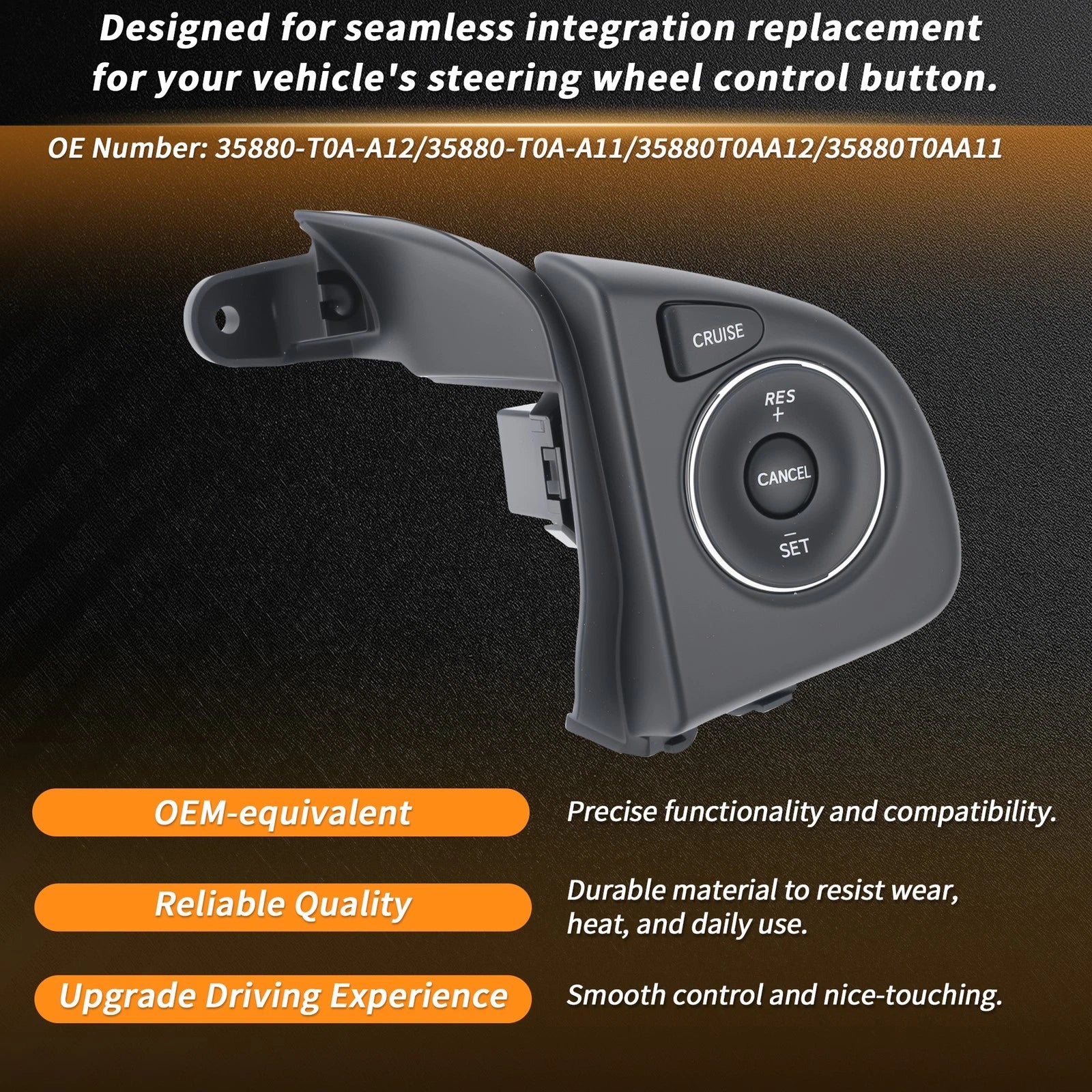 Right Steering Wheel Cruise Control Switch 35880T0AA12 for Honda CR-V (2012–2016)