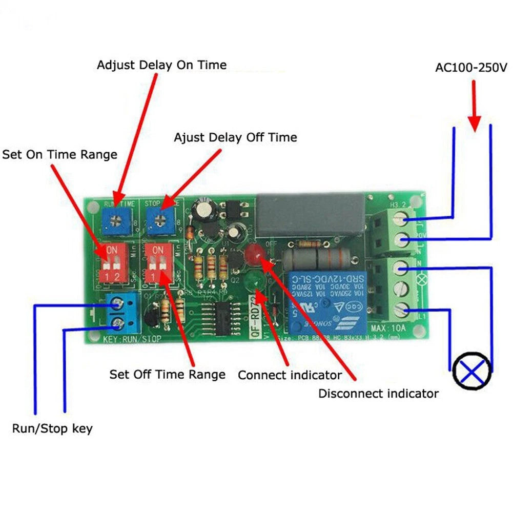 Timer Relay Switch Module for AC 110V 120V 220V