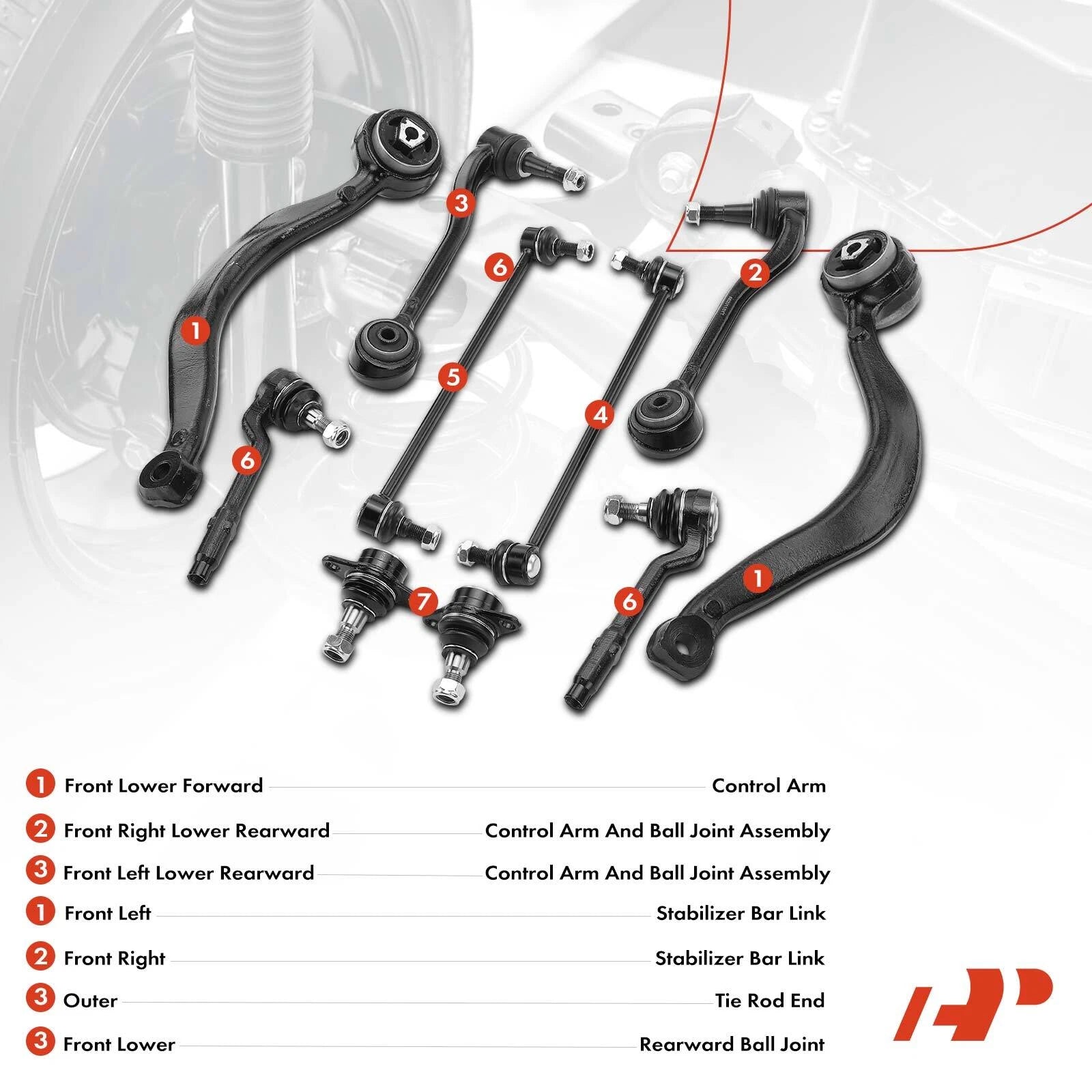 10x Front Control Arm and Ball Joint for BMW X5 (2000-2003)
