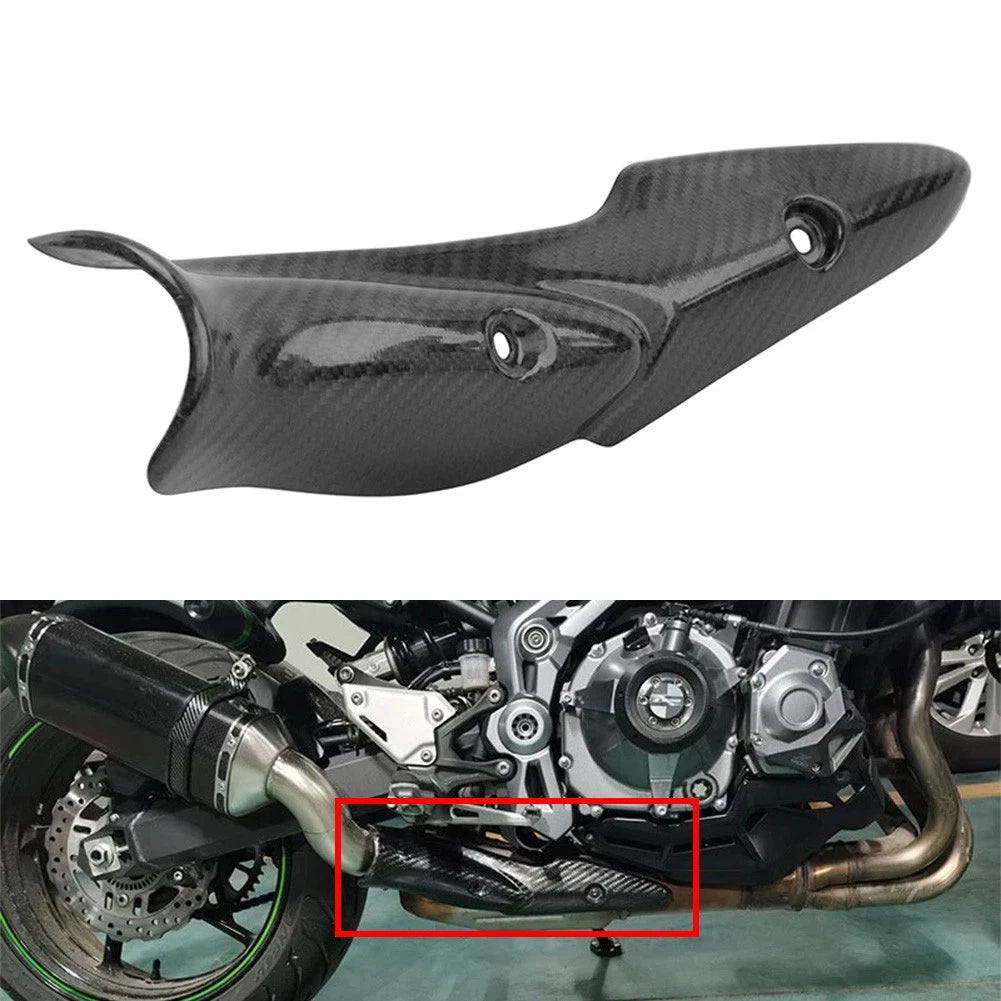 Heat Shield Exhaust Cover Guard for Kawasaki Z900 (2017–2019) Black Carbon Fiber