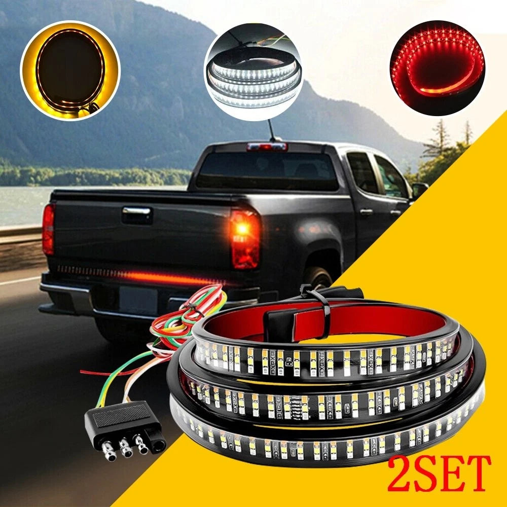 LED Tailgate Signal Reverse 3-Row Bar Brake Light Strip for Ford Chevy Dodge (60")