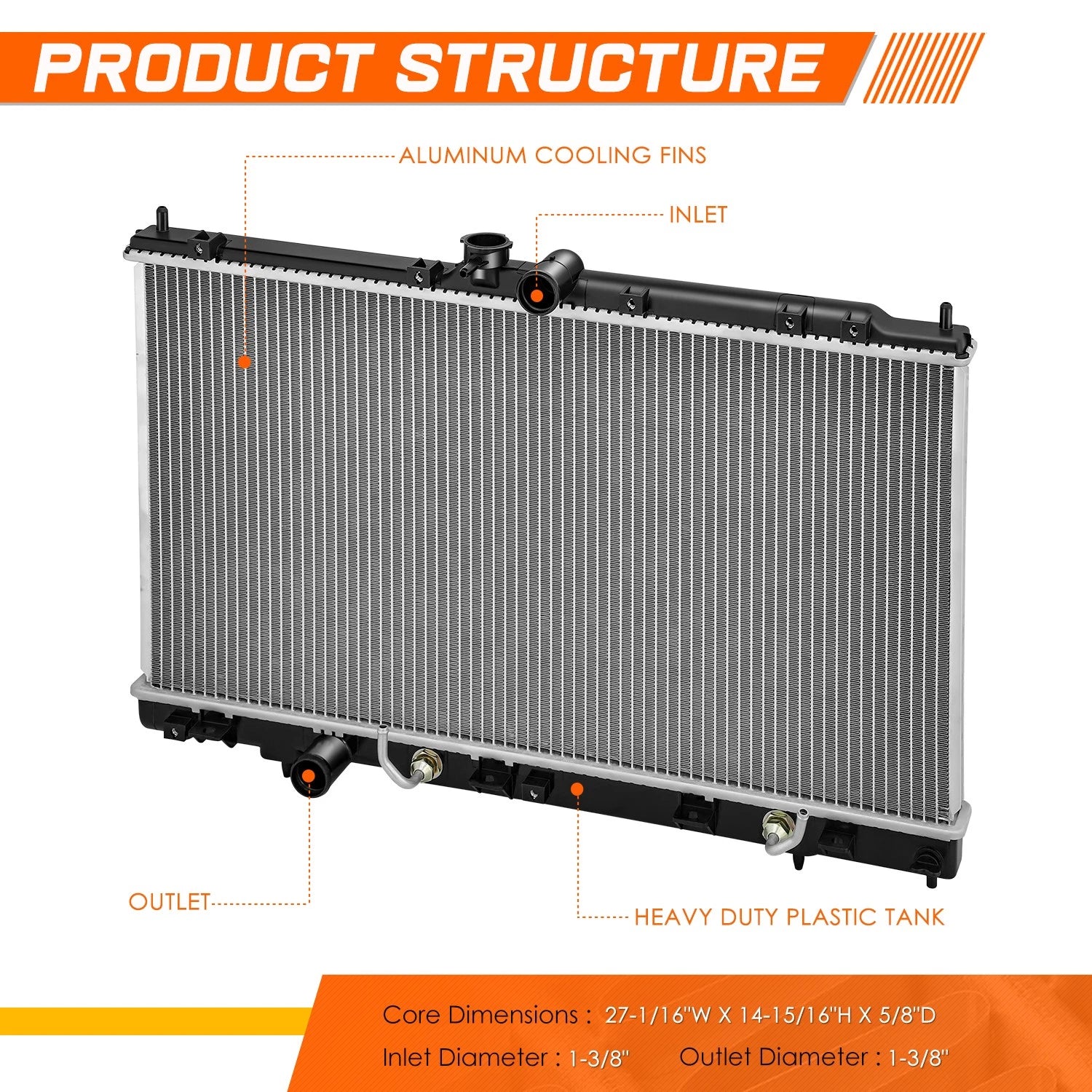 Aluminum Core Radiator for Mitsubishi Lancer 2005–2006 2.4L AT DPI-2970