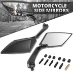 Universal Black Convex Anti-Glare Chrome Side View Mirrors (Fit Naked Bikes)