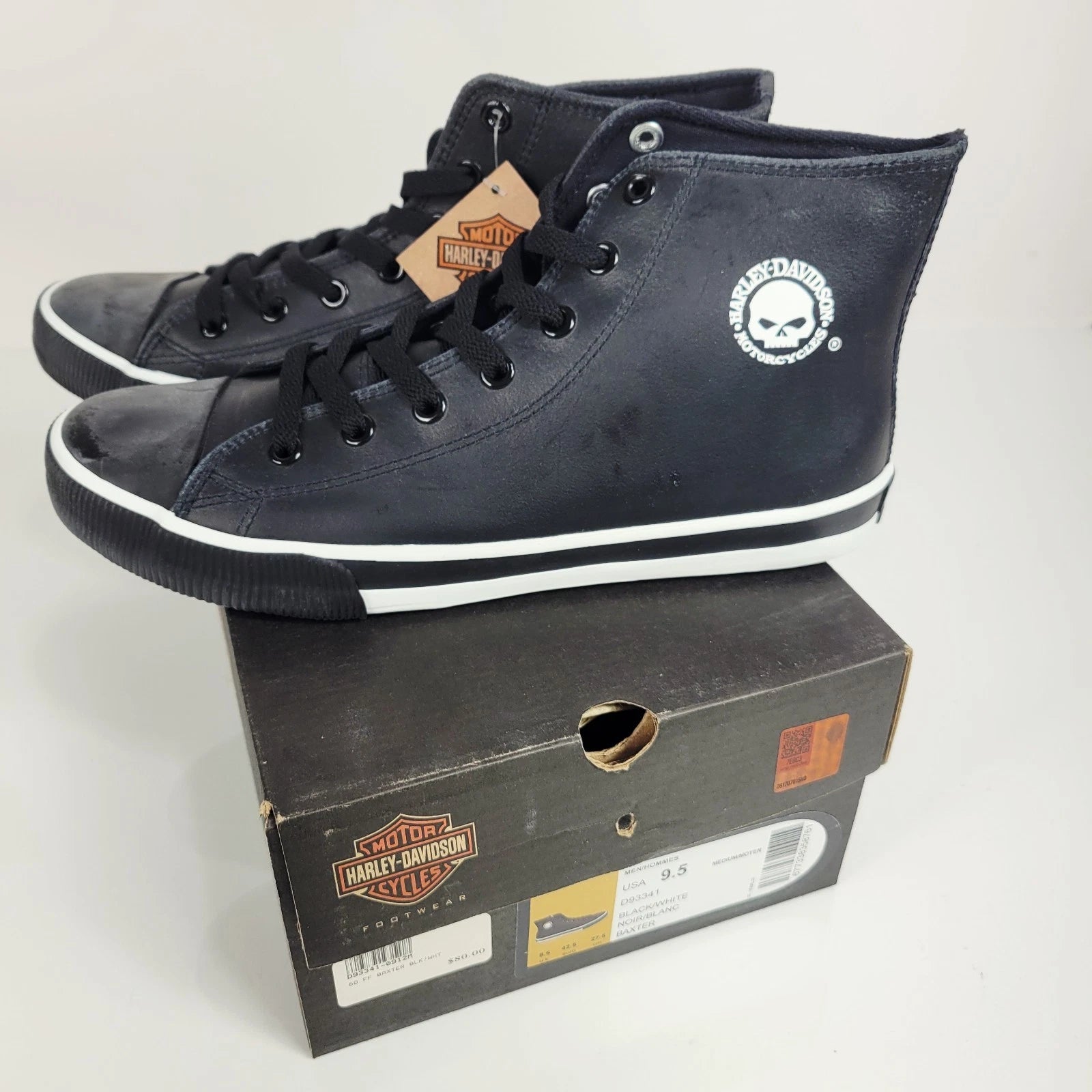 Harley-Davidson Baxter Black Willie-G Hi-Cut Sneakers Size 9.5