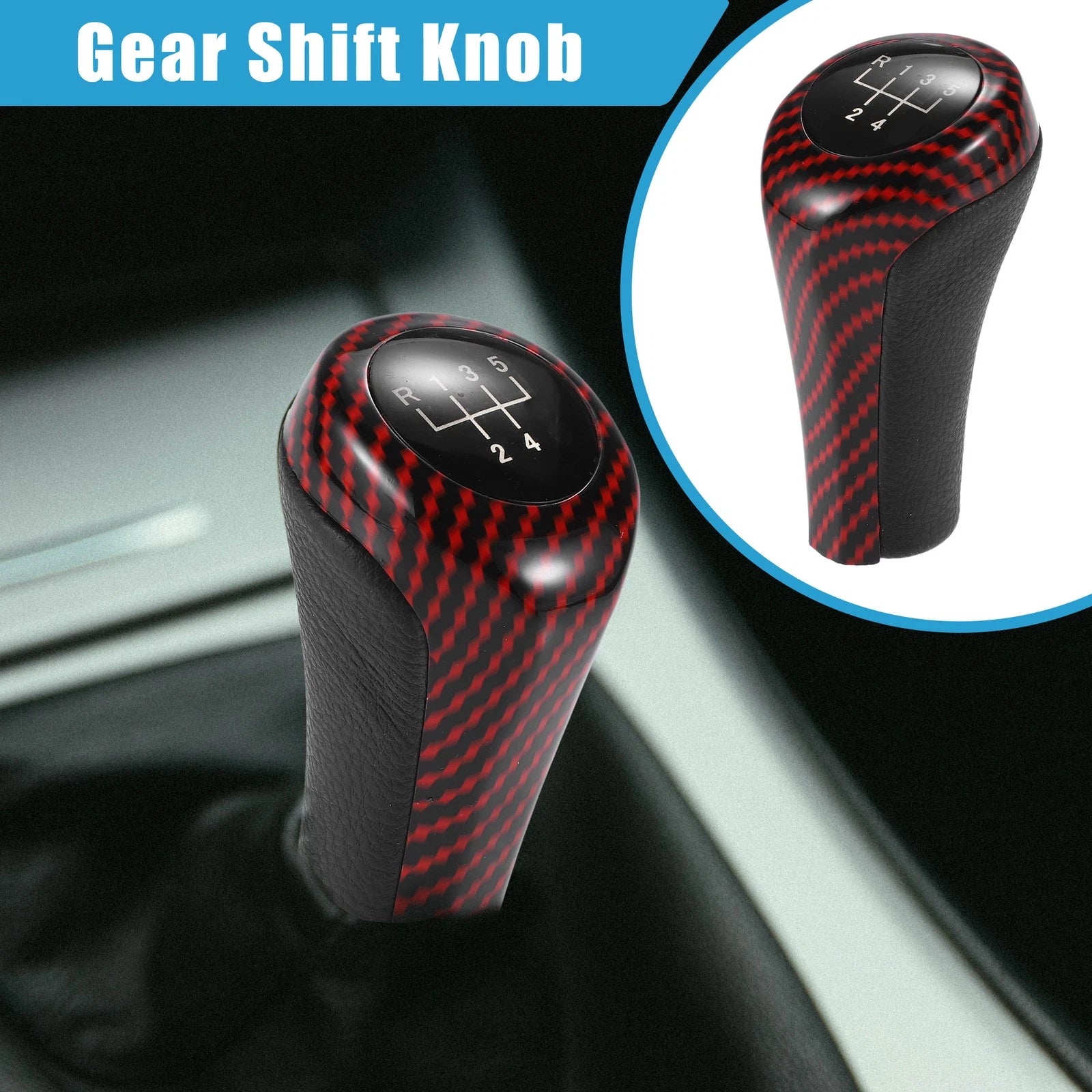 5 Speed Manual Gear Shift Knob for BMW 1 3 5 6 Series (E81 E82 E87) Black Red