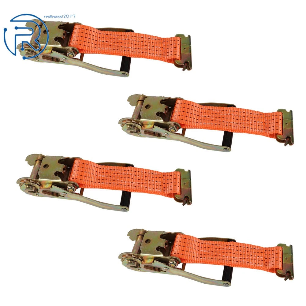 Set of 4 E-Track Ratchet Straps 2" x 15' 4400LB Heavy Duty Tie Down