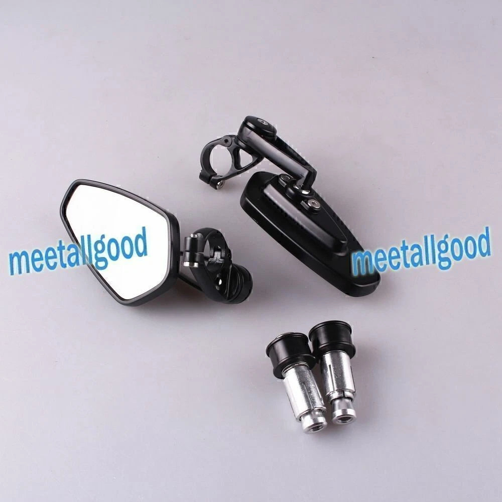 7/8" Handle Bar End Rear View Mirror Black for Honda Yamaha Motorcycle