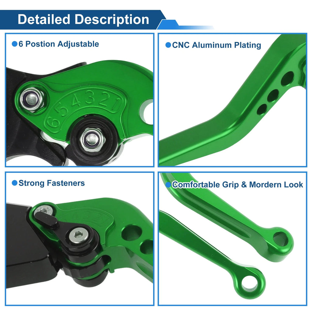 Adjustable Short Brake Clutch Levers for BMW F650GS (2008–2012) Green 1 Pair