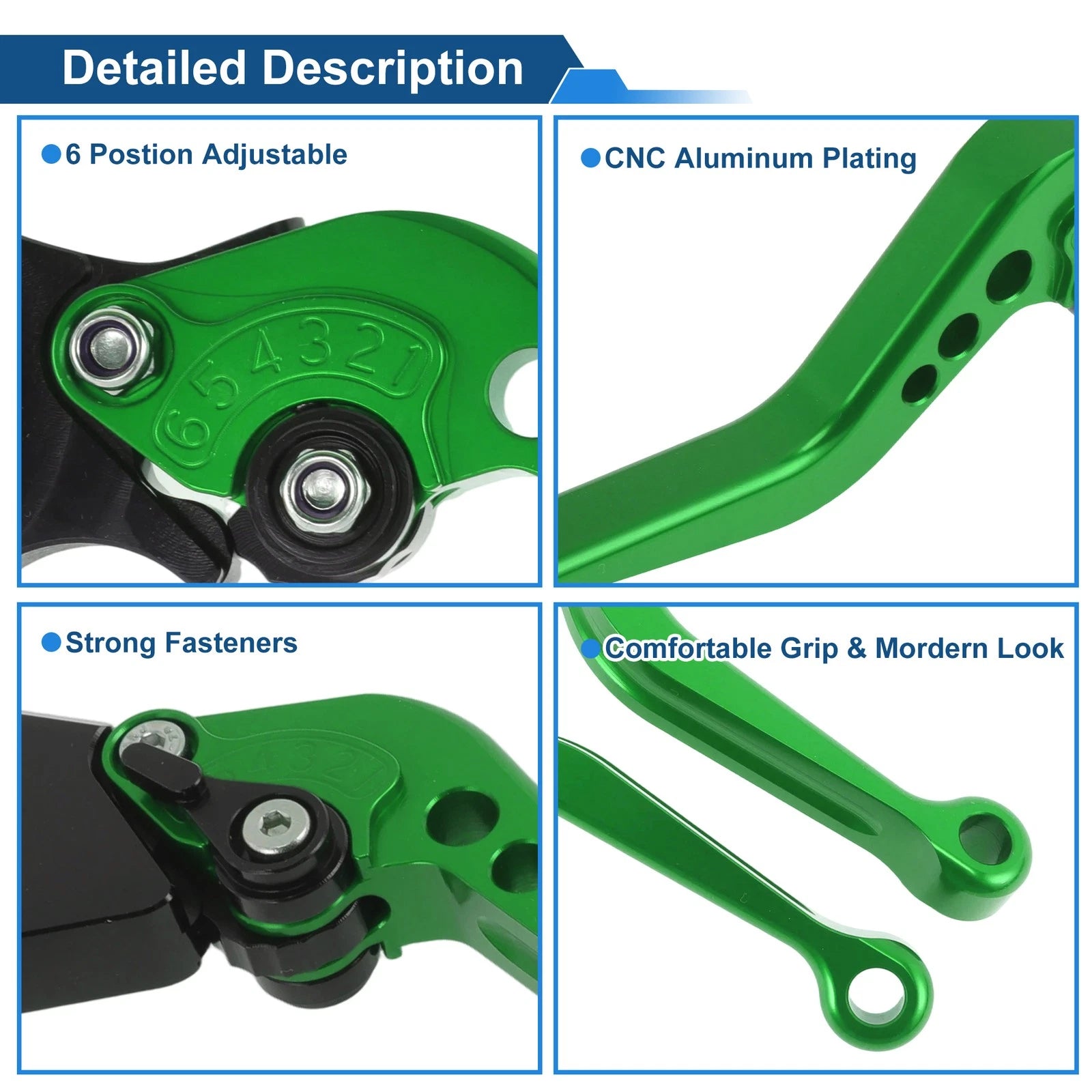 Adjustable Short Brake Clutch Levers for BMW F650GS (2008–2012) Green 1 Pair