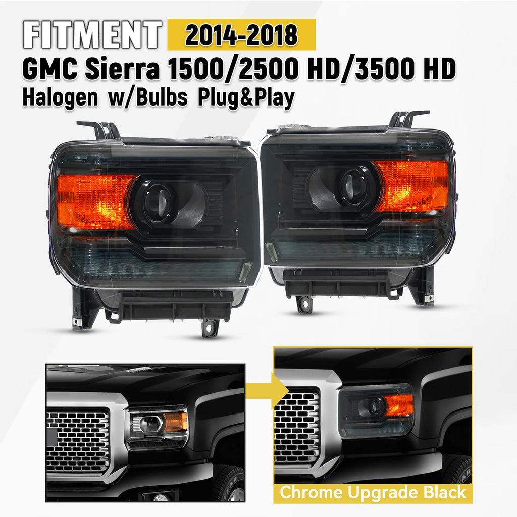 Upgrade Halogen Headlights with DRL for GMC Sierra 1500 2500/3500HD (2014–2018)