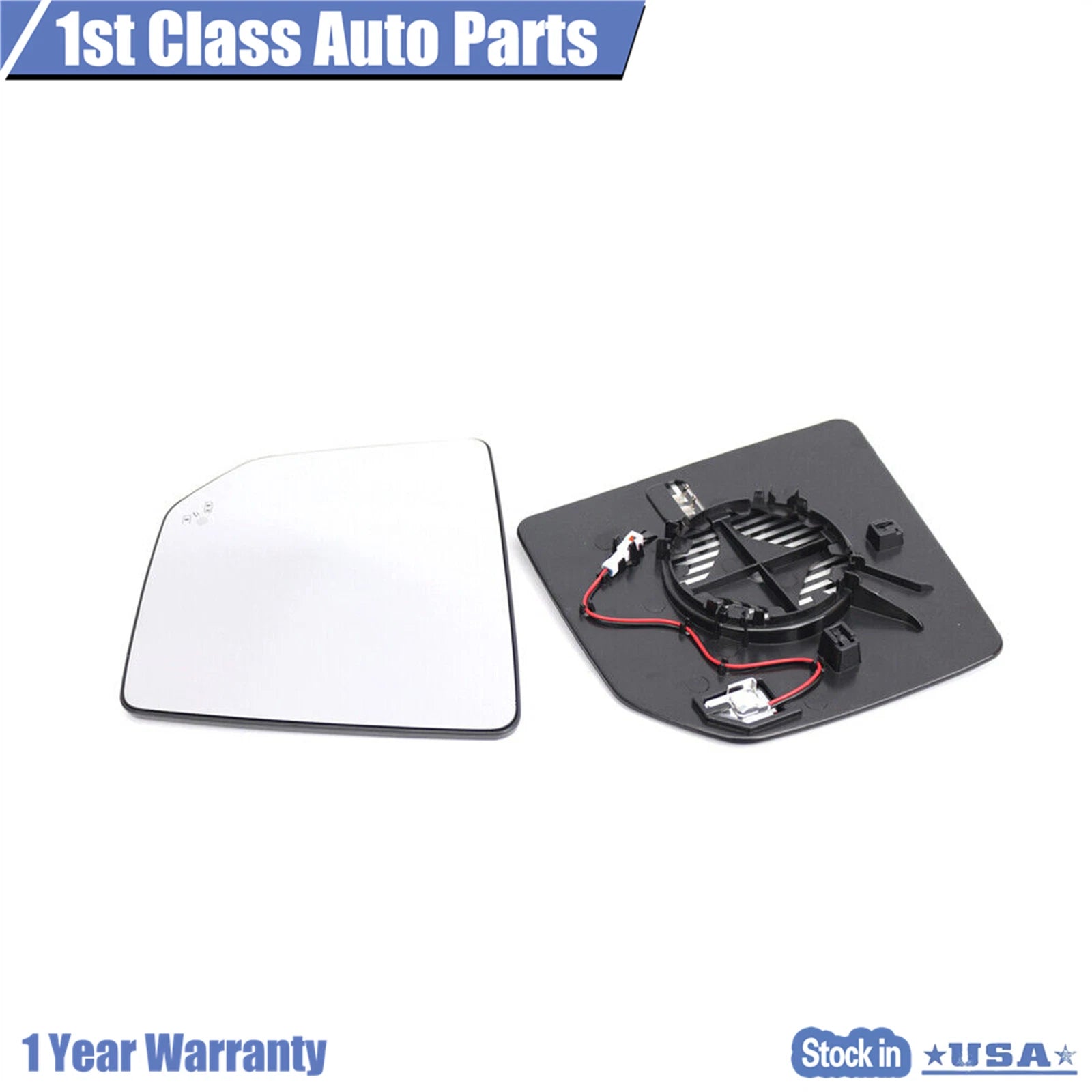 Pair of Rear View Mirror Glass with Backplate for Ford F150 (2015–2017)