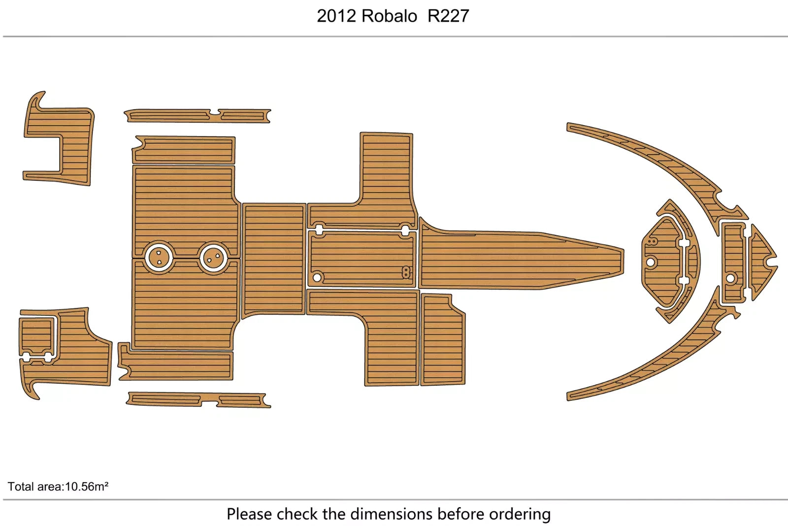 EVA Pads for Robalo R227 (2012) - Cockpit Swim Platform Teak Deck Floor