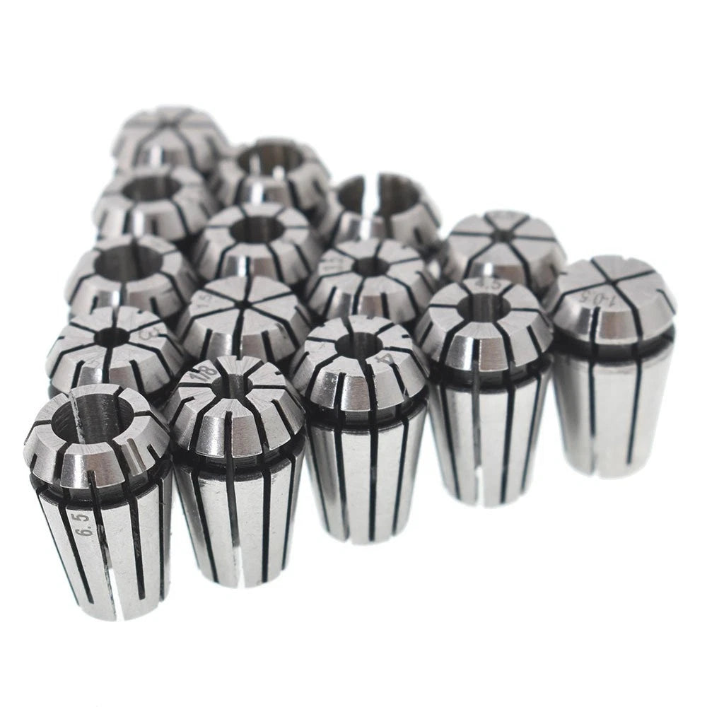 Set of 15 Spring Collets for CNC Milling Tool (1/16"-3/4")
