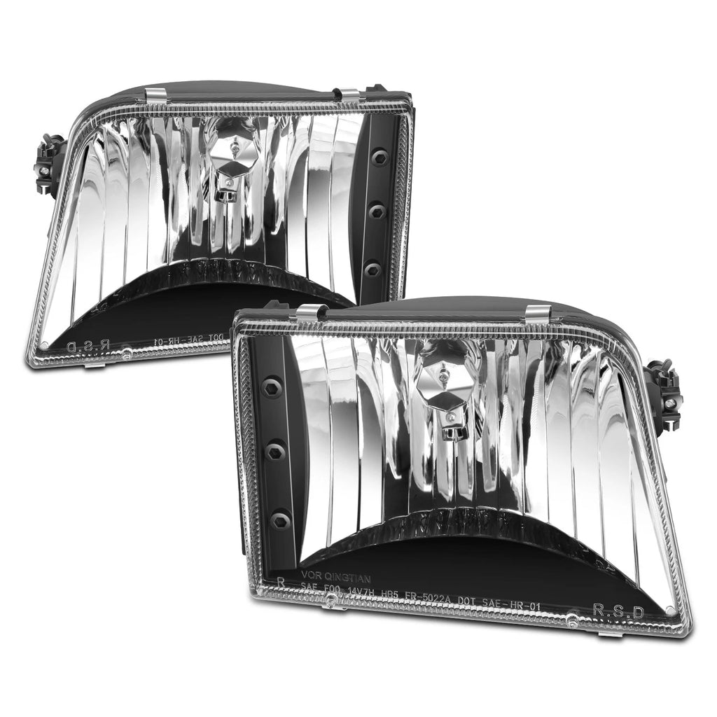 Headlight Lamps Replacement Pair for Ford Ranger (1993–1997) Black Housing Clear Lens