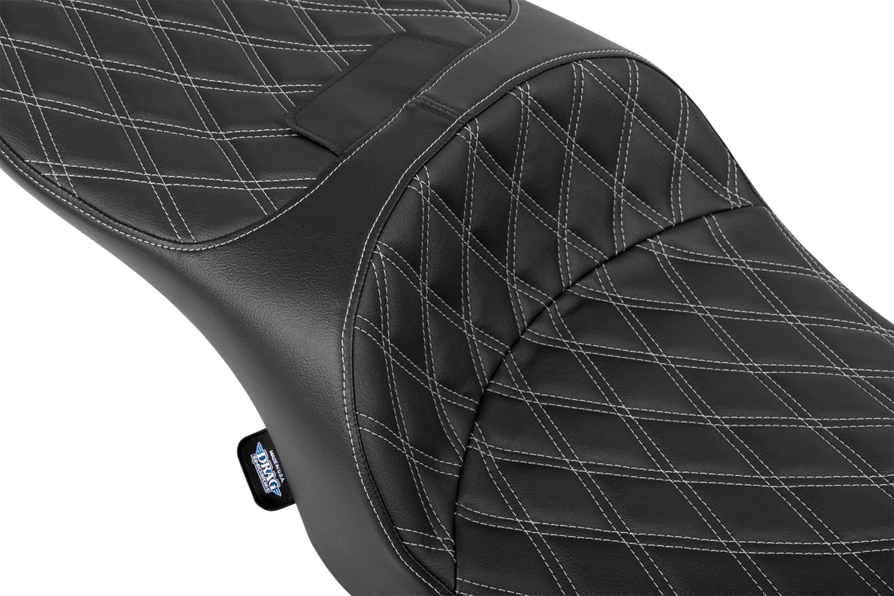 Freedom Seat for Harley-Davidson (2000–2023) - Black Vinyl, Silver Diamond