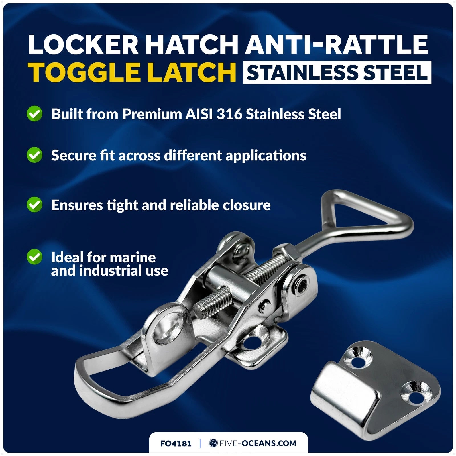 Anti-Rattle Latch Fastener Clamp for Five Oceans Marine Locker Hatch (FO4181)