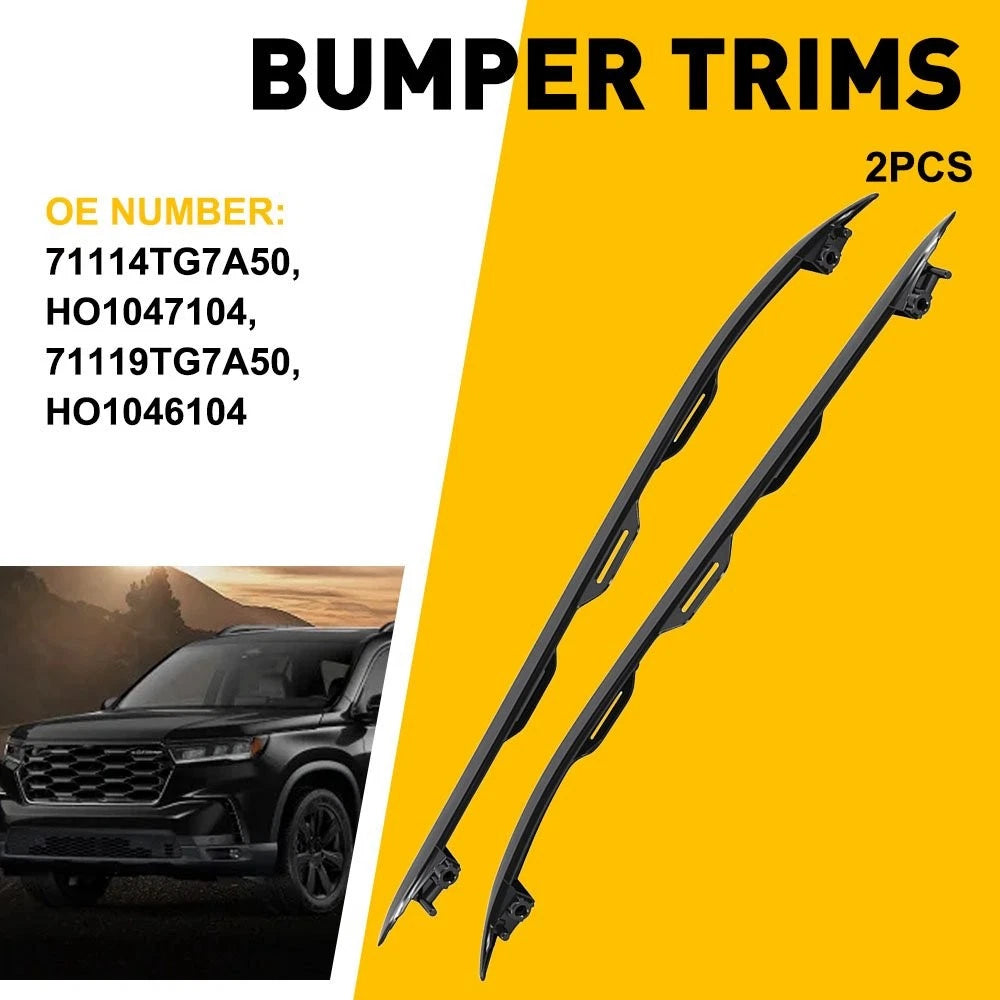 Set of 2 Front Bumper Trims Black for Honda Pilot (2019–2022)