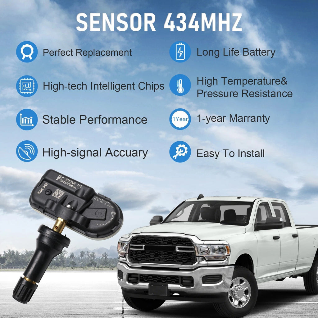 Set of 4 TPMS Tire Pressure Sensors for Dodge Ram 1500 2500 3500 (2014–2018)