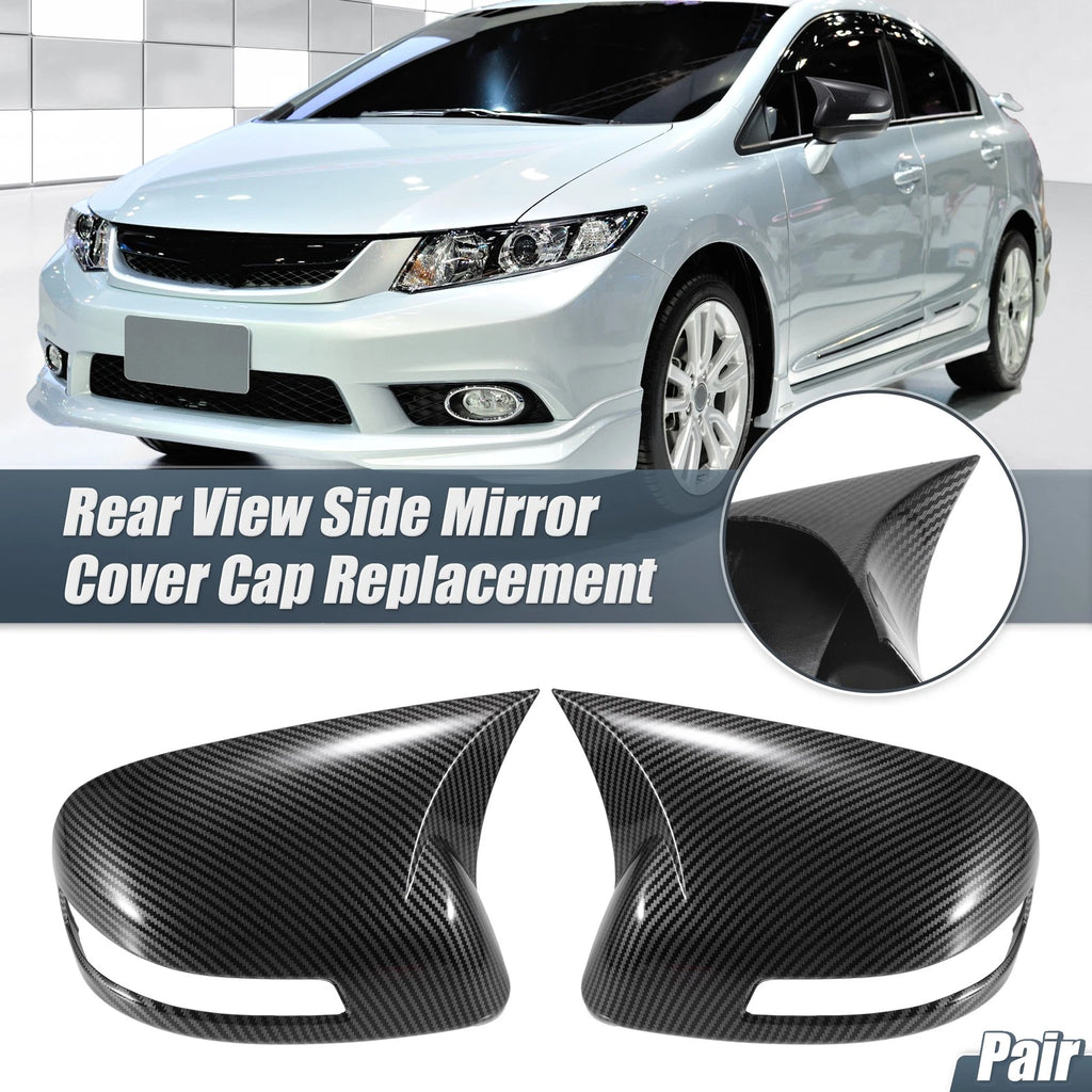Pair Rearview Mirror Cover Overlay for Honda Civic (2012–2015) Carbon Fiber
