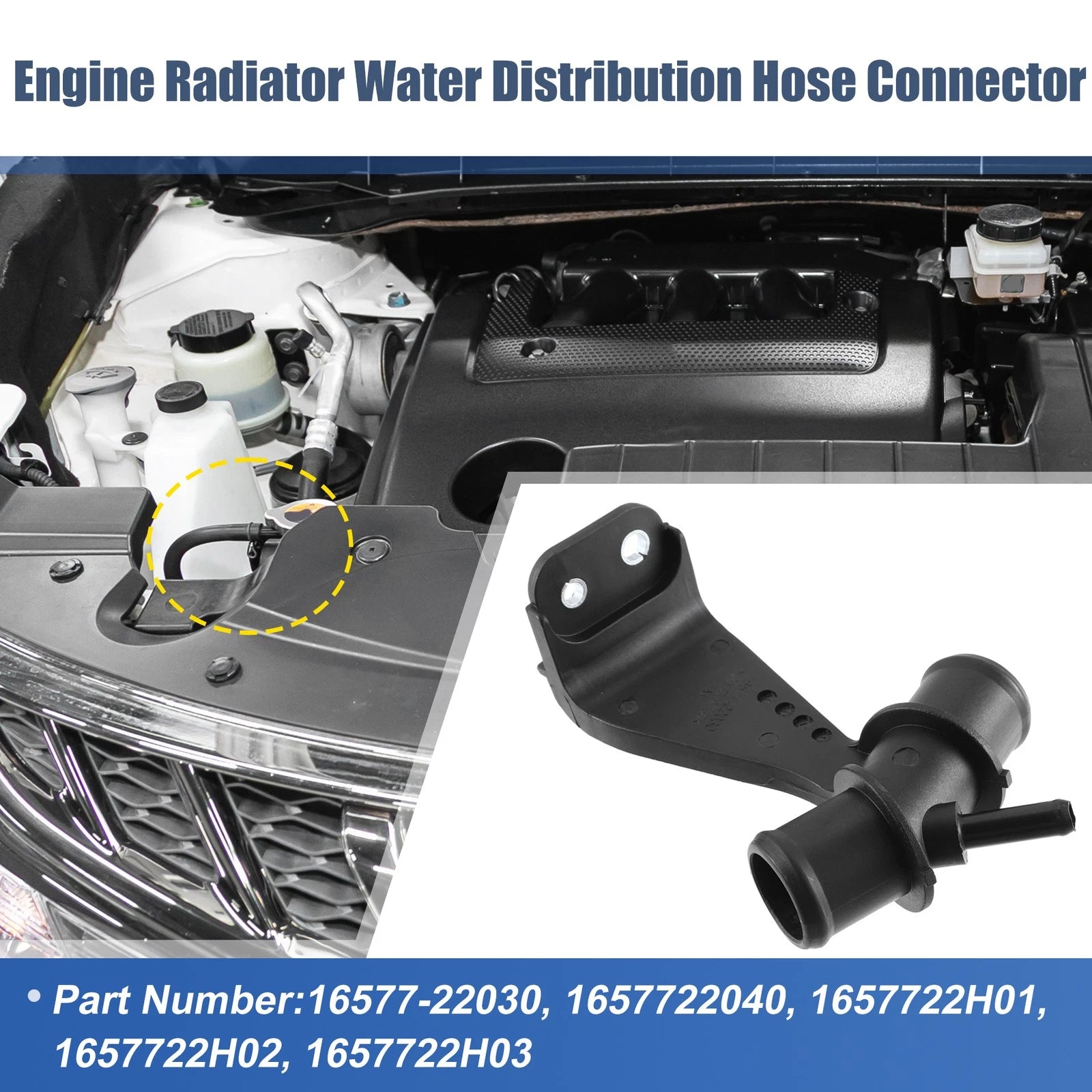 Outlet Cooling Coolant Connector 16577-22030 for Toyota Corolla (2003–2008)