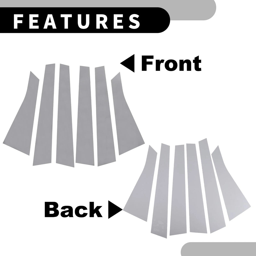 Set of 6 Car Pillar Window Trim Covers for Chevrolet Impala (2006–2013) Chrome