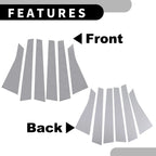 Set of 6 Car Pillar Window Trim Covers for Chevrolet Impala (2006–2013) Chrome