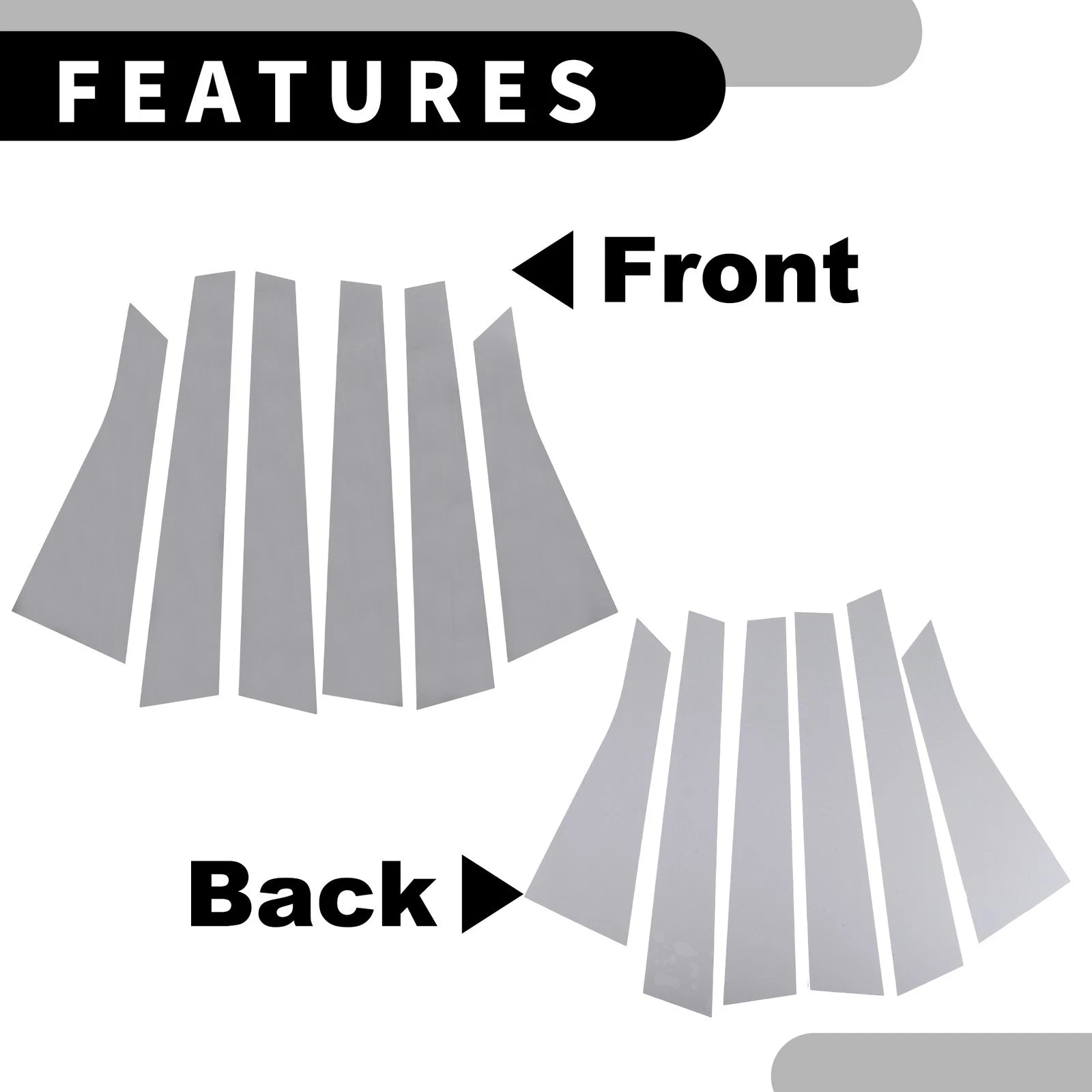 Set of 6 Car Pillar Window Trim Covers for Chevrolet Impala (2006–2013) Chrome