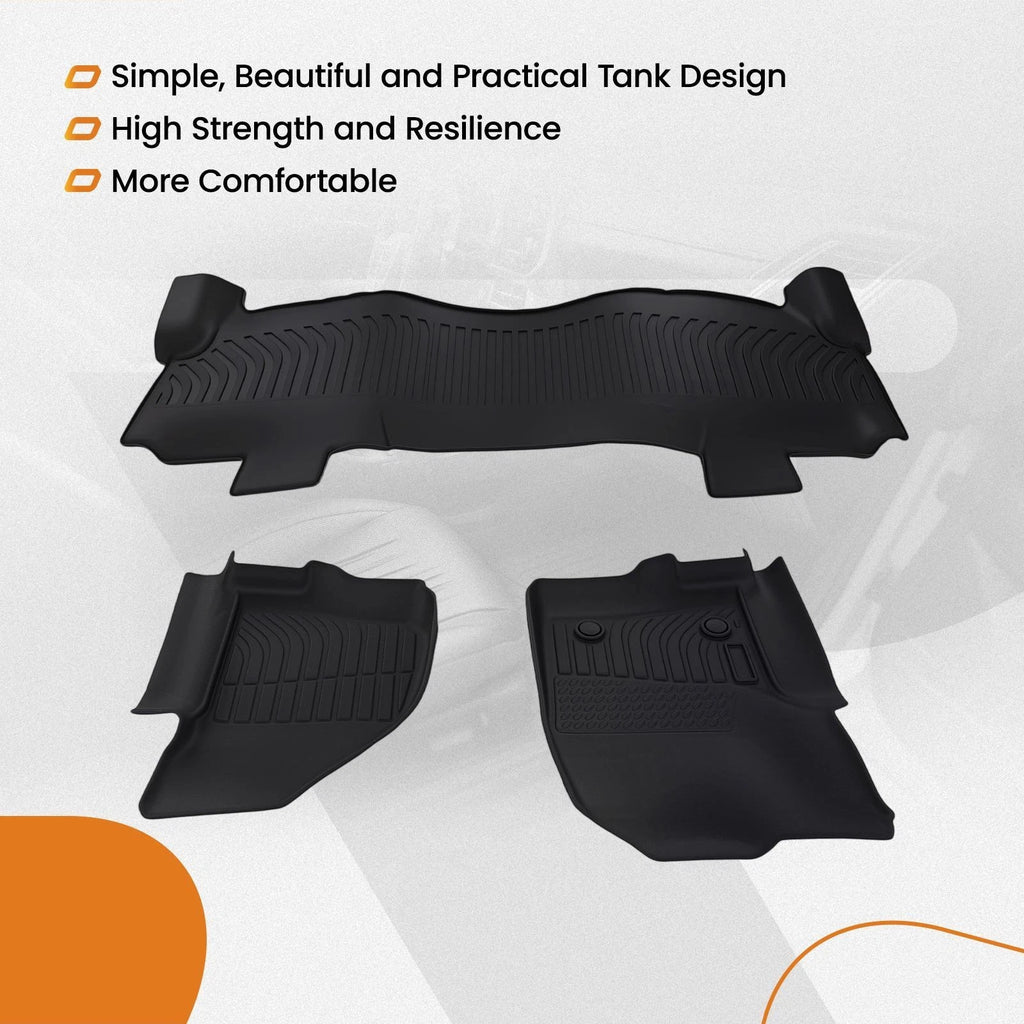 Set of 4 Black TPE Floor Mats for Ford F-250/F-350/F-450 Crew Cab (2012–2016)