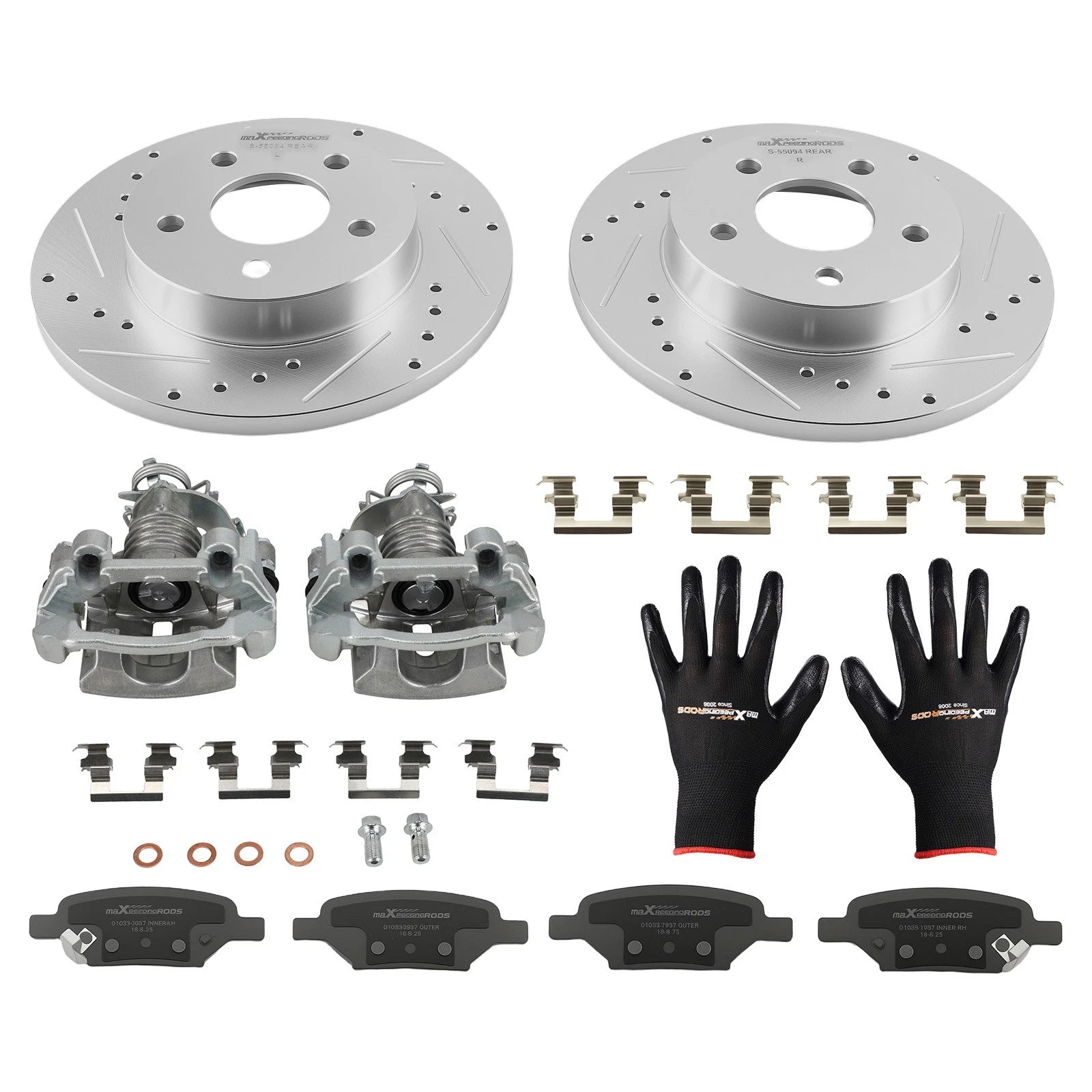 Rear Brake Rotors & Calipers w/Ceramic Pads for Pontiac G5/G6 (2005–2009)