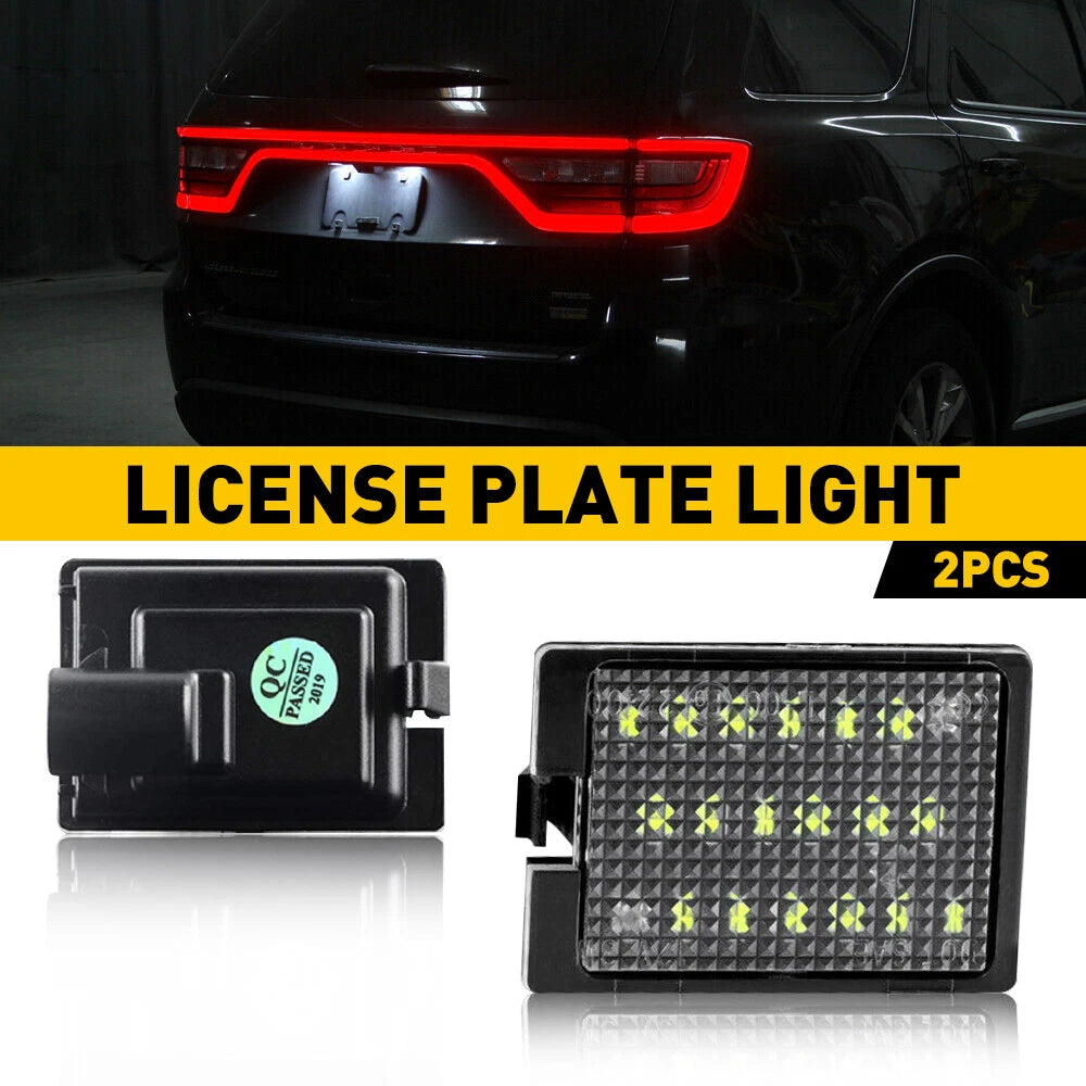Set of 2 White LED License Plate Lights for Dodge Durango (2014–2021)
