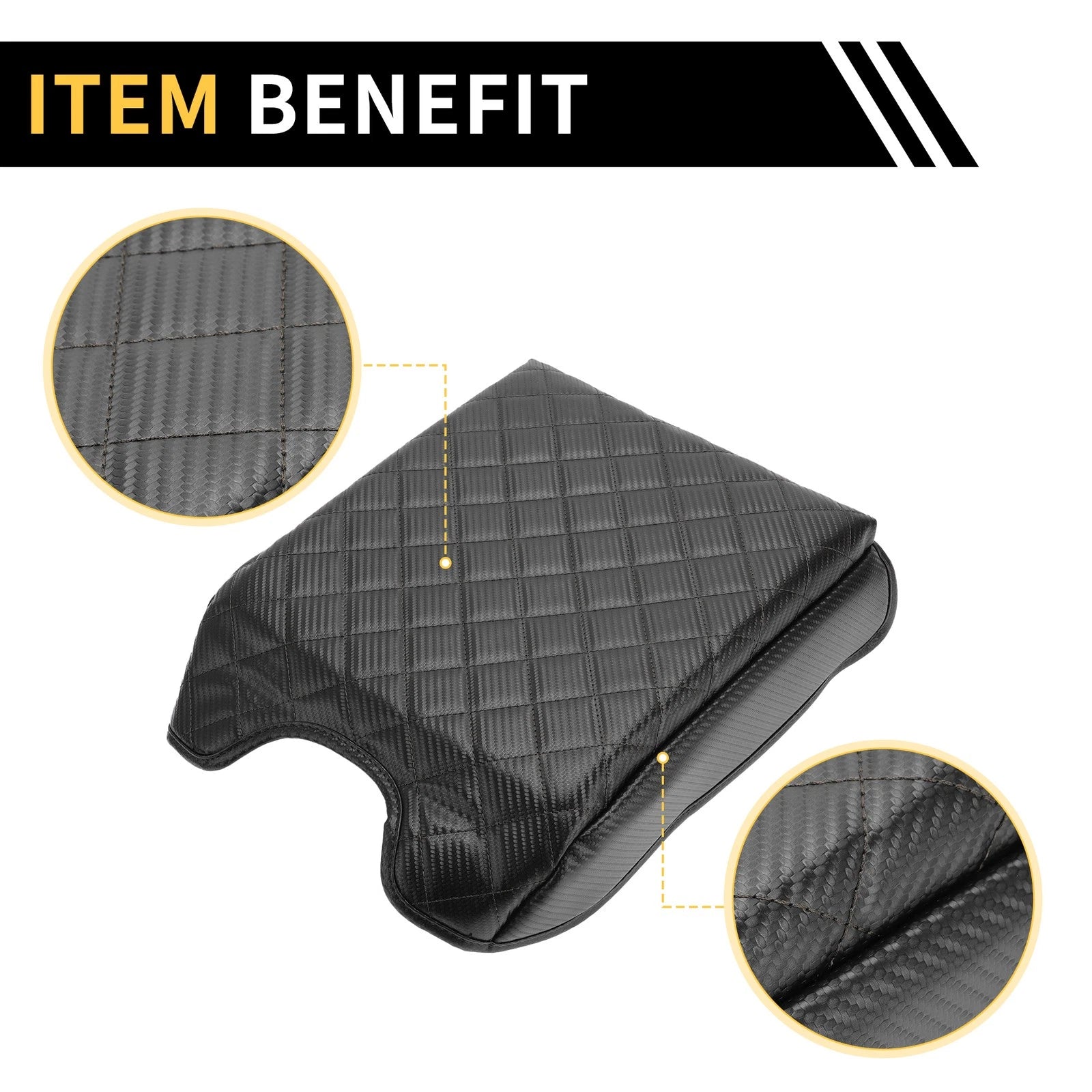 Console Lid Armrest Cover for Ford (Microfiber Leather, Carbon Fiber)