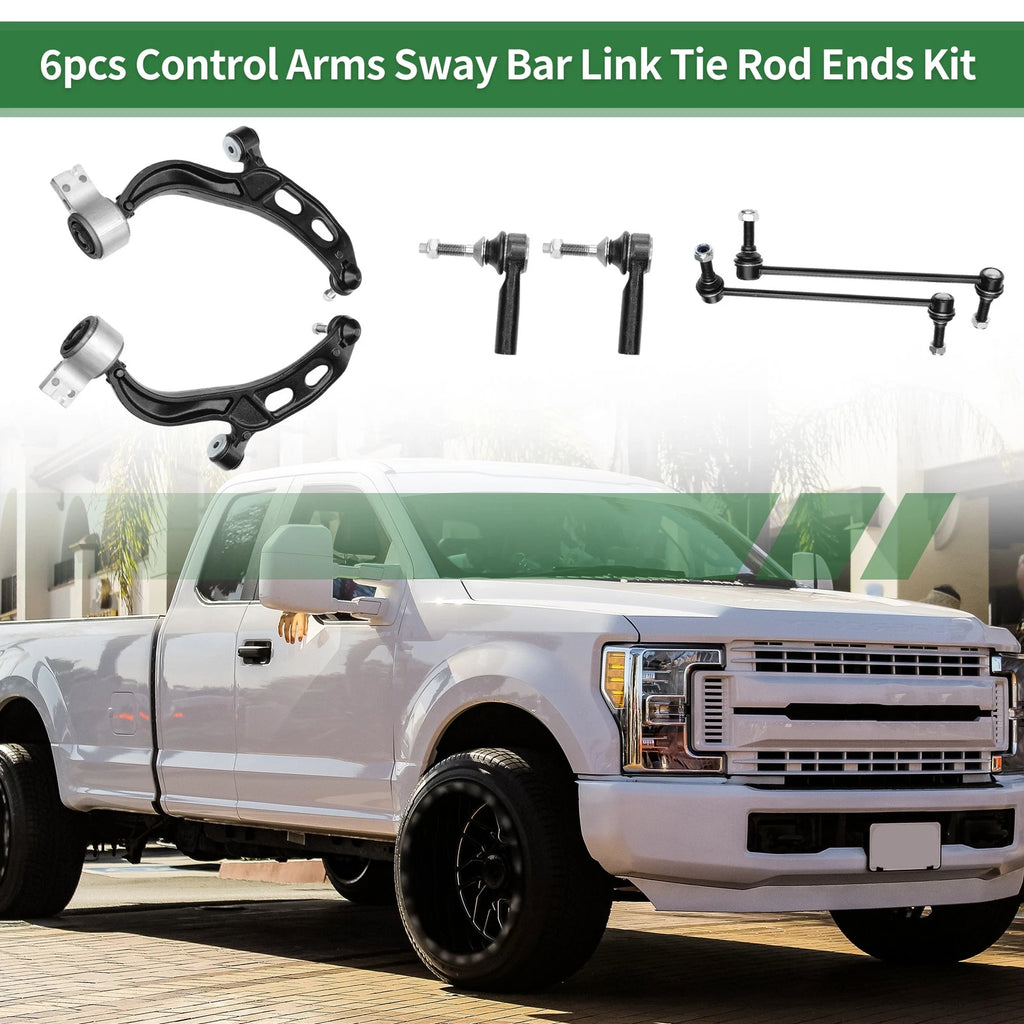 6pcs Front Suspension Kit Control Arm Tie Rod End Sway Bar Link for Ford Flex (2009–2019)