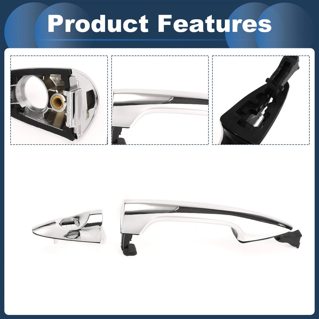 Front Left Door Handle for Kia Rio (2011) - Silver Tone