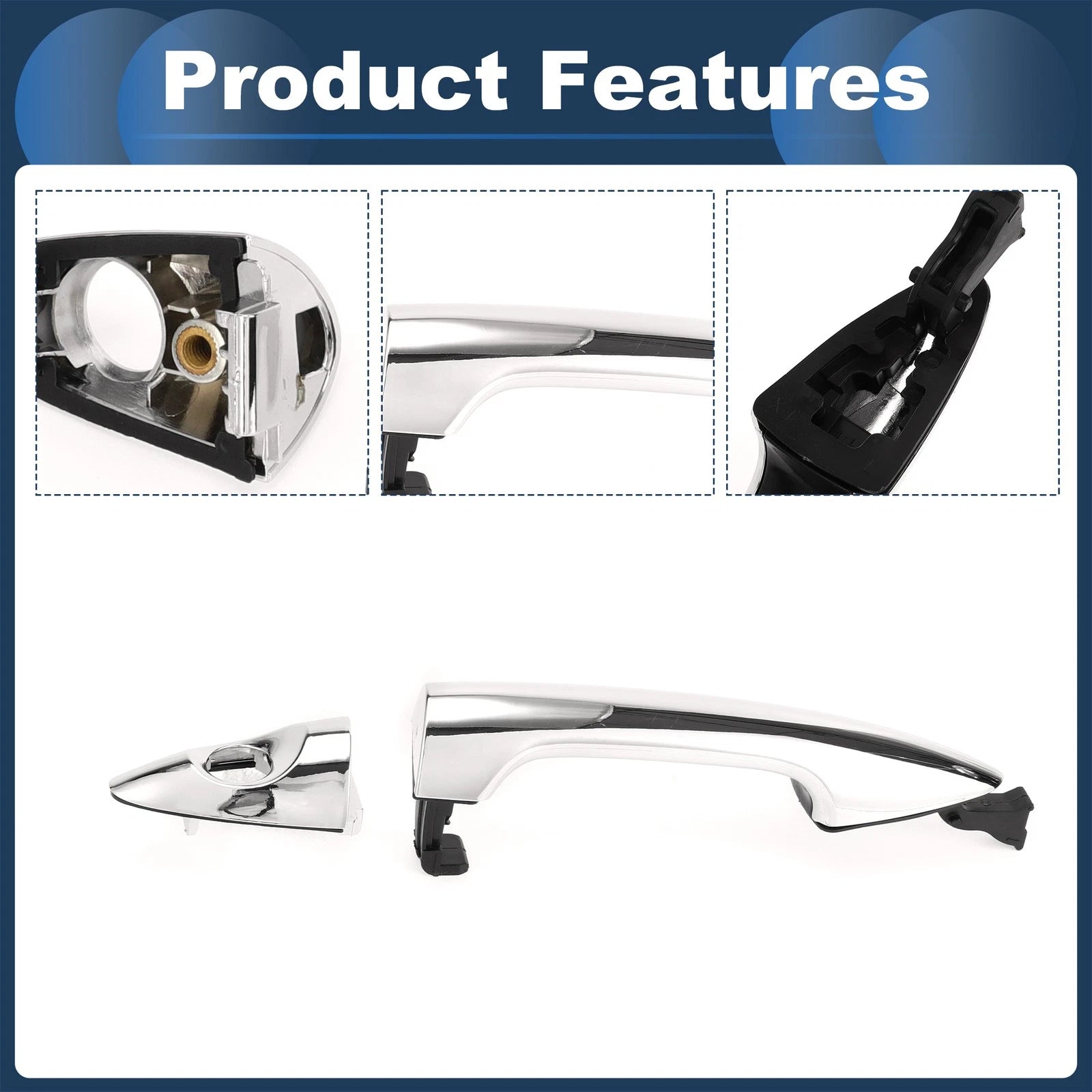 Front Left Door Handle for Kia Rio (2011) - Silver Tone