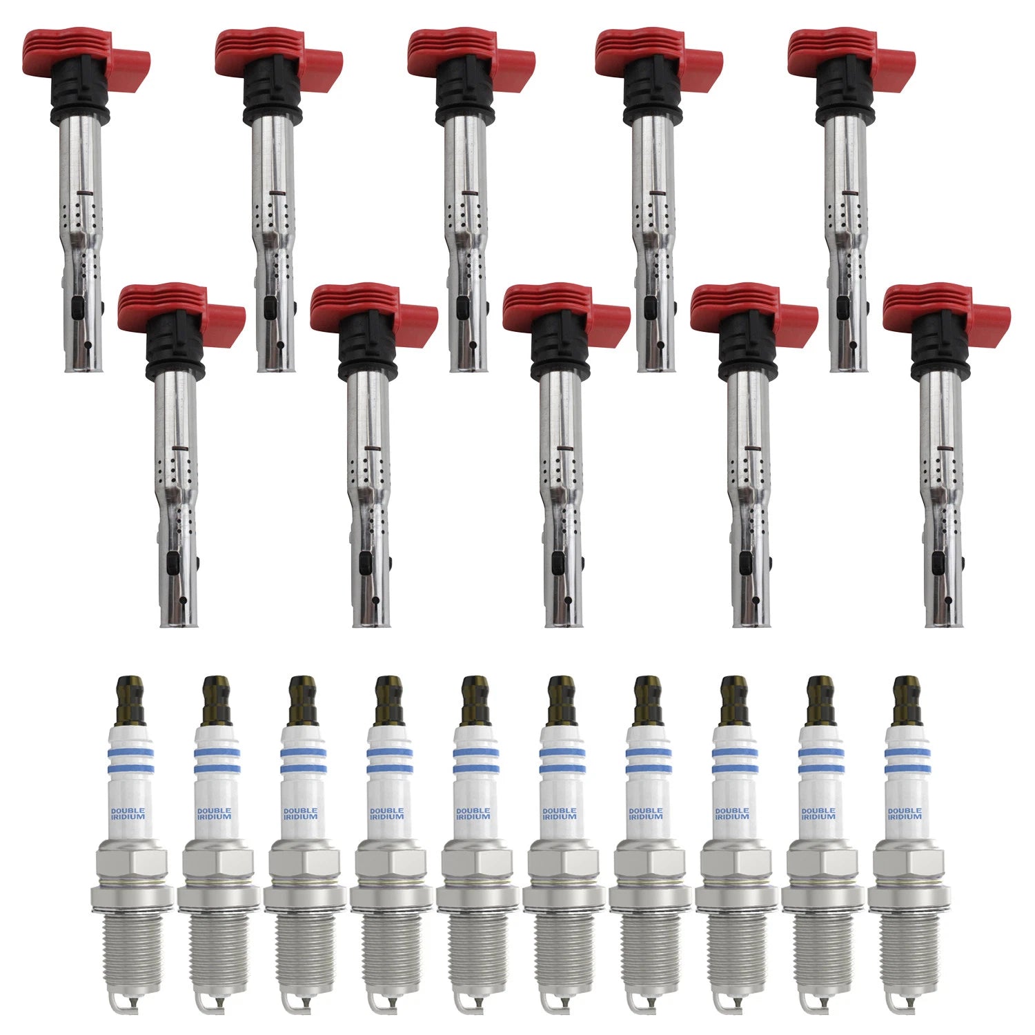 Set of 10 Ignition Coils & Spark Plugs for Audi R8 42 5.2 V10 (2008–2015)