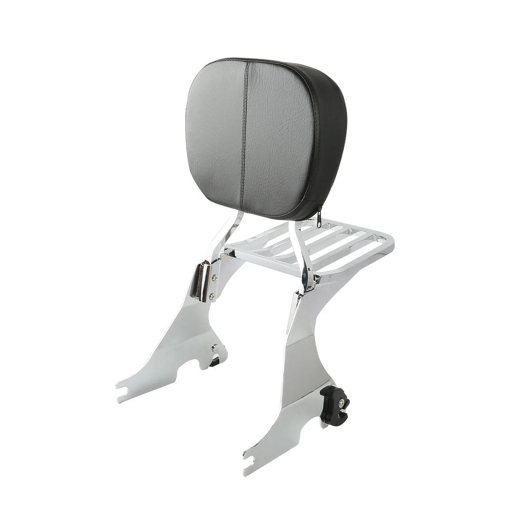 Chrome/Black Backrest Sissy Bar Luggage Rack for Harley Sportster 883 (2004–2022)